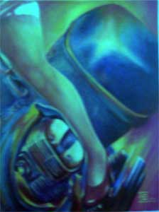 ArtBikeblauOelLein40x50_